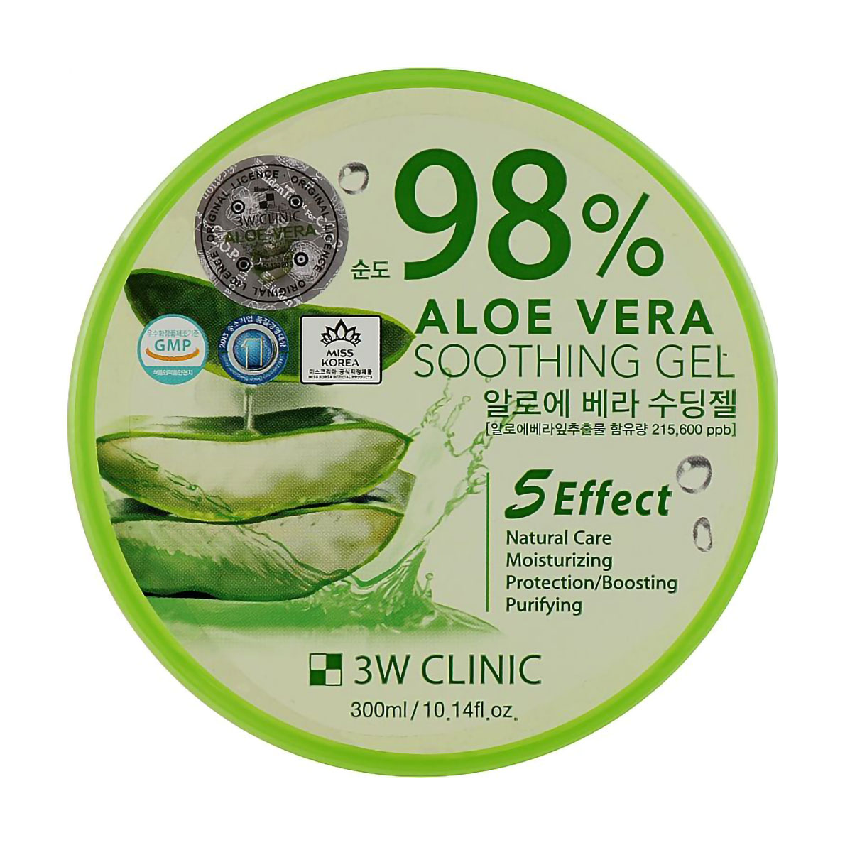 Гель універсальний для обличчя та тіла 3W Clinic Soothing Gel 98% з алое вера, 300 мл