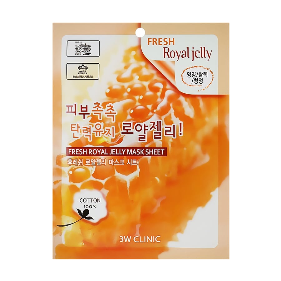 Тканинна маска для обличчя 3W Clinic Fresh Royal Jelly Mask Sheet з маточним молочком, 1 шт