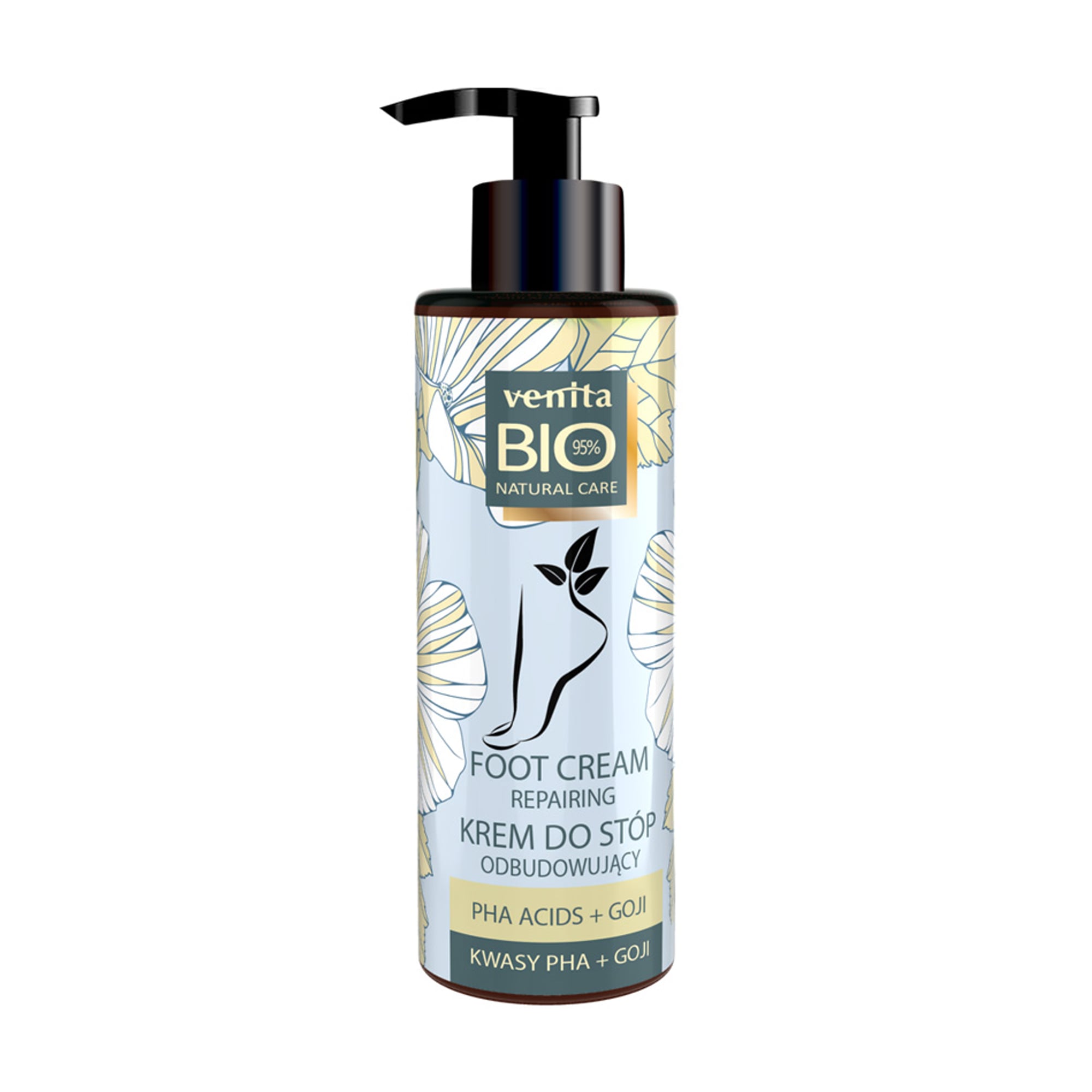 Уцінка! Відновлювальний крем для ніг Venita Bio Natural Care Foot Cream з PHA та ягодами годжі, 100 мл
